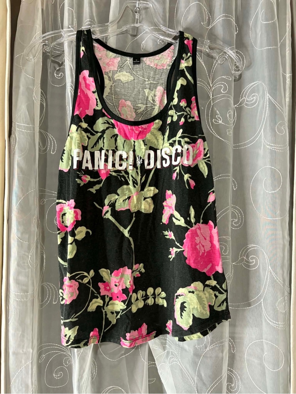 Panic! At the Disco Band Tee Floral Black Tank Top Punk Alternative size medium